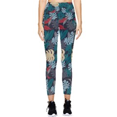 Tropical Autumn Leaves Pocket Leggings  by tmsartbazaar