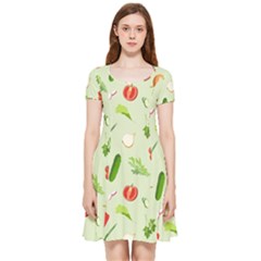 Seamless Pattern With Vegetables  Delicious Vegetables Inside Out Cap Sleeve Dress by SychEva