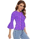 Paradise Flowers In A Peaceful Environment Of Floral Freedom Bell Sleeve Top View3