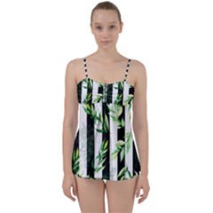 Minimal Stripes Pattern Babydoll Tankini Set by designsbymallika