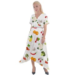 Fruits, Vegetables And Berries Cross Front Sharkbite Hem Maxi Dress by SychEva