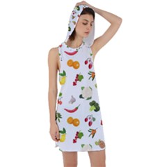 Fruits, Vegetables And Berries Racer Back Hoodie Dress by SychEva