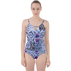 Blue Pastel Print Cut Out Top Tankini Set by designsbymallika