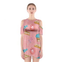 Toothy Sweets Shoulder Cutout One Piece Dress by SychEva