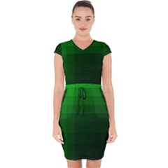 Zappwaits-green Capsleeve Drawstring Dress  by zappwaits