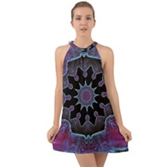 Framed Mandala Halter Tie Back Chiffon Dress by MRNStudios