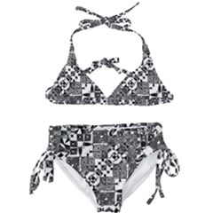 Black And White Geometric Print Kids  Classic Bikini Set by dflcprintsclothing