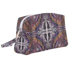 Mixed Media Symmetry Wristlet Pouch Bag (large) by kaleidomarblingart