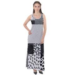 Black And White Pattern Sleeveless Velour Maxi Dress by designsbymallika