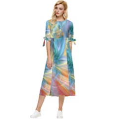 Colorful Thoughts Bow Sleeve Chiffon Midi Dress by WolfepawFractals