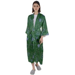 Folk Flowers Pattern Floral Surface Design Maxi Satin Kimono by Eskimos