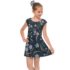 Folk Flowers Pattern Floral Surface Design Kids  Cap Sleeve Dress by Eskimos