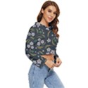 Folk flowers pattern Floral surface design Women s Lightweight Cropped Hoodie View3