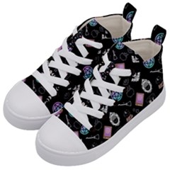 Witch Goth Pastel Pattern Kids  Mid-top Canvas Sneakers by NerdySparkleGoth