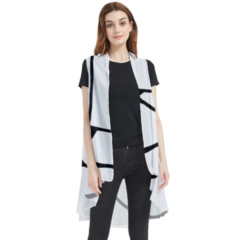 Black And White Abstract Linear Decorative Art Sleeveless Chiffon Waistcoat Shirt by dflcprintsclothing