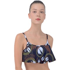 Folk Flowers Pattern Floral Surface Design Frill Bikini Top by Eskimos