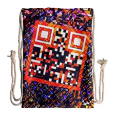 Root Humanity Bar And Qr Code In Flash Orange And Purple Drawstring Bag (large) by WetdryvacsLair