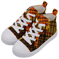 Root Humanity Orange Yellow And Black Kids  Mid-top Canvas Sneakers by WetdryvacsLair