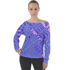 Root Humanity Barcode Purple Pink And Galuboi Off Shoulder Long Sleeve Velour Top by WetdryvacsLair