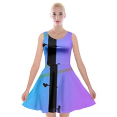 Vaporwave Wires And Transformer Velvet Skater Dress by WetdryvacsLair