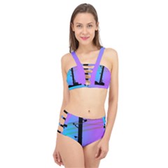 Vaporwave Wires And Transformer Cage Up Bikini Set by WetdryvacsLair