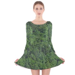 Leafy Forest Landscape Photo Long Sleeve Velvet Skater Dress by dflcprintsclothing