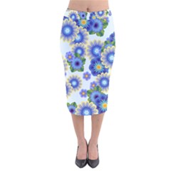 Flower Bomb 7 Velvet Midi Pencil Skirt by PatternFactory