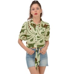 Folk Flowers Pattern  Tie Front Shirt  by Eskimos