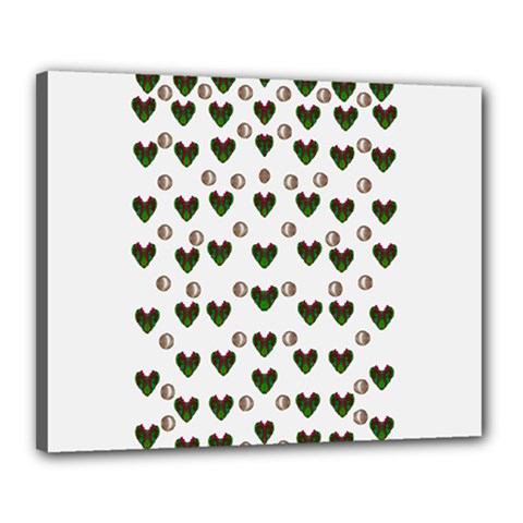 Hearts And Pearls For Love And Plants For Peace Canvas 20  X 16  (stretched) by pepitasart