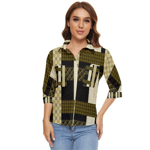 Art-stripes-pattern-design-lines Women s Quarter Sleeve Pocket Shirt by Sapixe