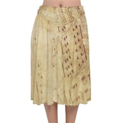 Music-melody-old-fashioned Velvet Flared Midi Skirt by Sapixe