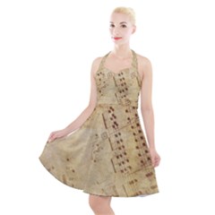 Music-melody-old-fashioned Halter Party Swing Dress  by Sapixe