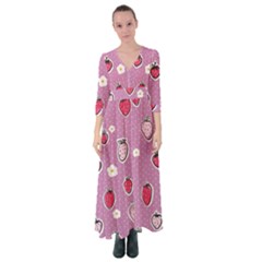 Juicy Strawberries Button Up Maxi Dress by SychEva