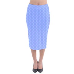 Soft Pattern Blue Velvet Midi Pencil Skirt by PatternFactory