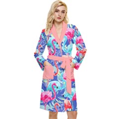 Flamingo2 Long Sleeve Velour Robe by flowerland