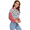 boho flower light blue Women s Lightweight Cropped Hoodie View3