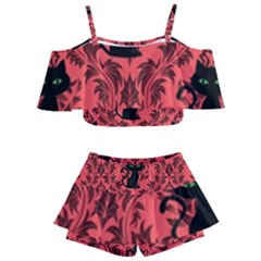 Cat Pattern Kids  Off Shoulder Skirt Bikini by NerdySparkleGoth
