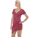 Red Velvet Short Sleeve Asymmetric Mini Dress View1