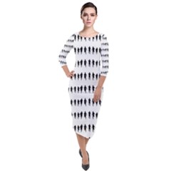 Athletic Running Graphic Silhouette Pattern Quarter Sleeve Midi Velour Bodycon Dress by dflcprintsclothing