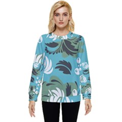 Folk Flowers Pattern Floral Surface Hidden Pocket Sweatshirt by Eskimos