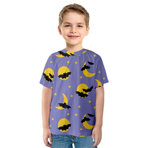 Bats With Yellow Moon Kids  Sport Mesh Tee by SychEva