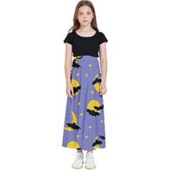 Bats With Yellow Moon Kids  Flared Maxi Skirt by SychEva