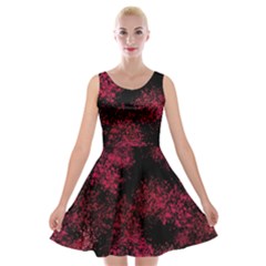 Red Abstraction Velvet Skater Dress by SychEva