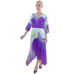 Good Vibrations Quarter Sleeve Wrap Front Maxi Dress by kiernankallan