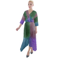 Secret Gardens Quarter Sleeve Wrap Front Maxi Dress by kiernankallan