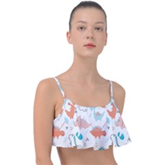 Funny Dinosaurs Kids Frill Bikini Top by SychEva