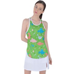 Funny Dinosaur Racer Back Mesh Tank Top by SychEva