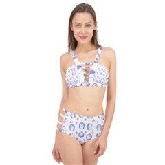 Cute And Funny Purple Hedgehogs On A White Background Cage Up Bikini Set by SychEva