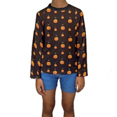 Halloween Pumpkins Pattern, Witch Hat Jack O  Lantern Kids  Long Sleeve Swimwear by Casemiro