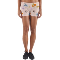 Funny Animal Faces With Glasses Cat Dog Hare Yoga Shorts by SychEva